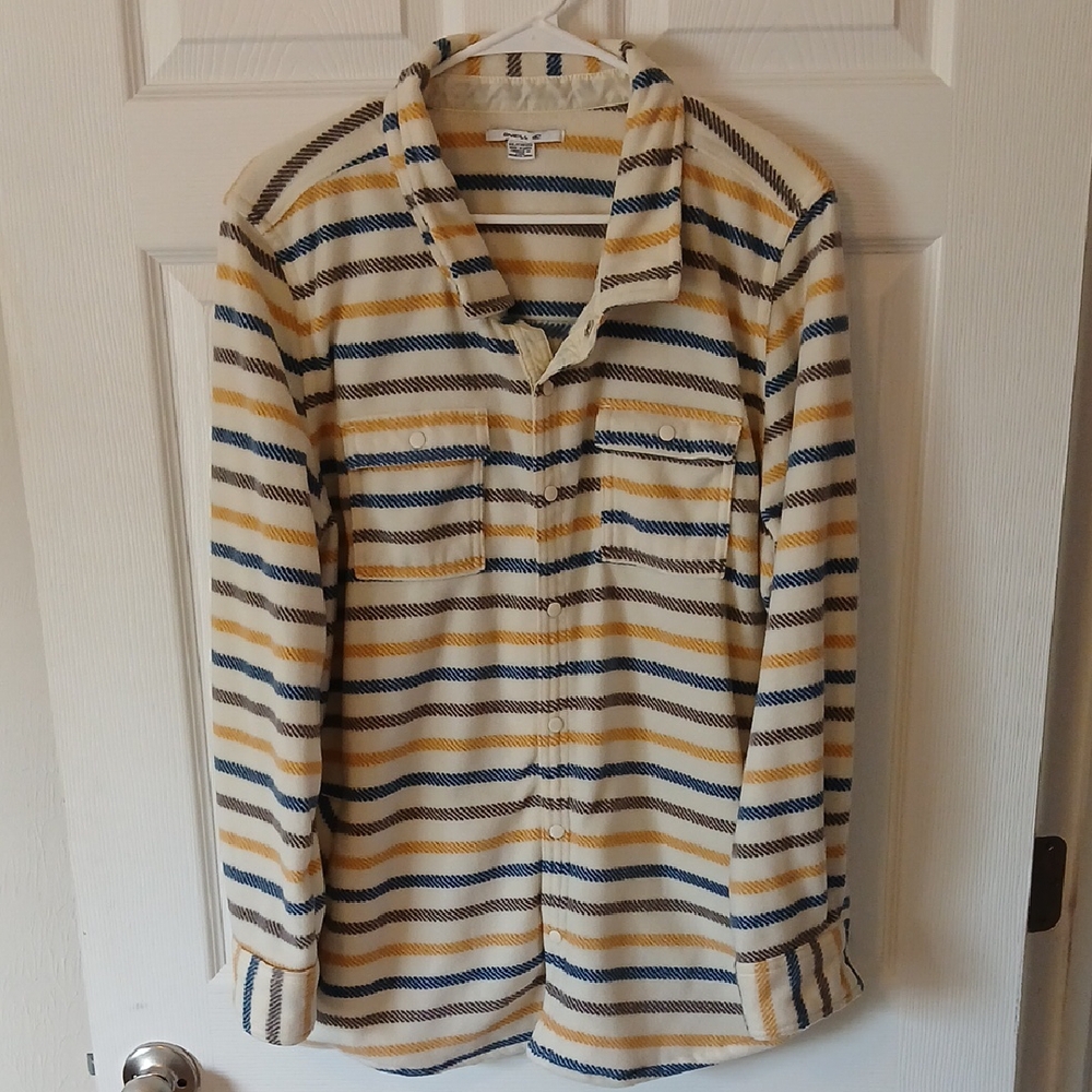 O'Neill Mens XXL Striped Long Sleeve Button-Up Shirt.